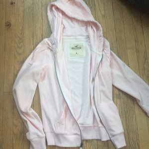Pink Hollister fleece zip up hoodie